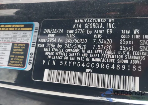 2024 Kia Telluride S из США, поврежденный, VIN 5XYP64GC9RG489185